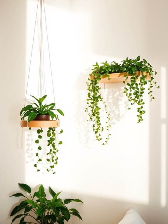 airy hanging shelf design