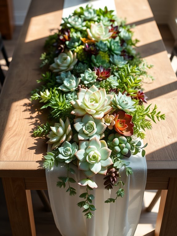 airy succulent table decor