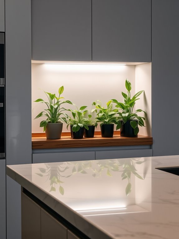 backlit plant display shelf
