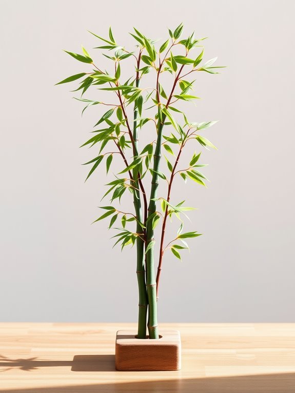 bamboo plant on wood