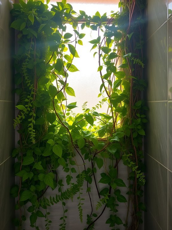bathroom plant window display