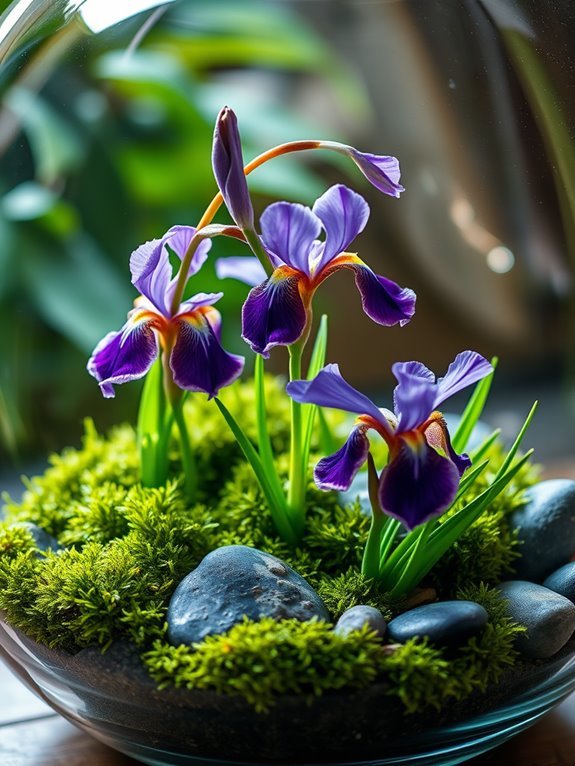 beautiful blooming japanese irises
