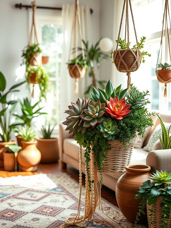 beautiful succulent display arrangement