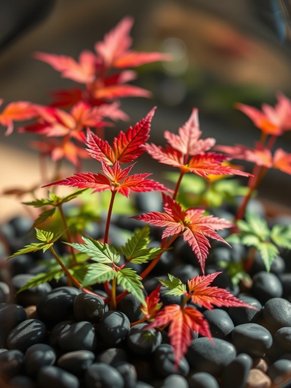 beautiful young tree saplings