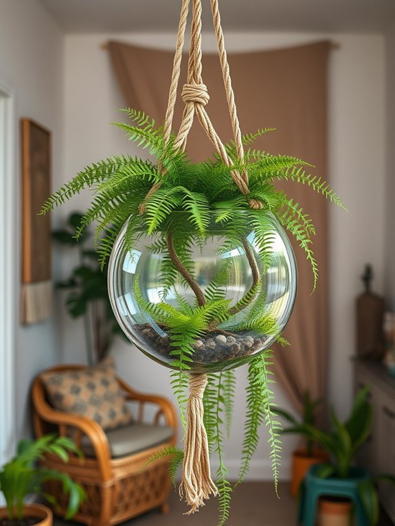 boho chic fern hanging planter