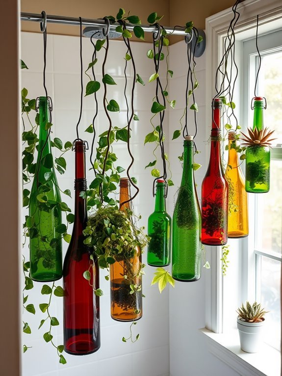 bottles transformed into planters
