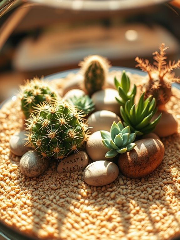 cacti filled desert zen garden