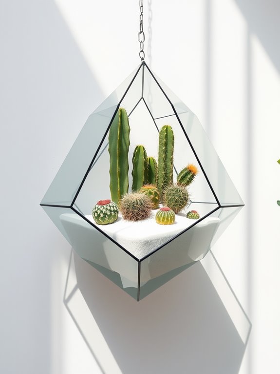 cacti in geometric terrarium
