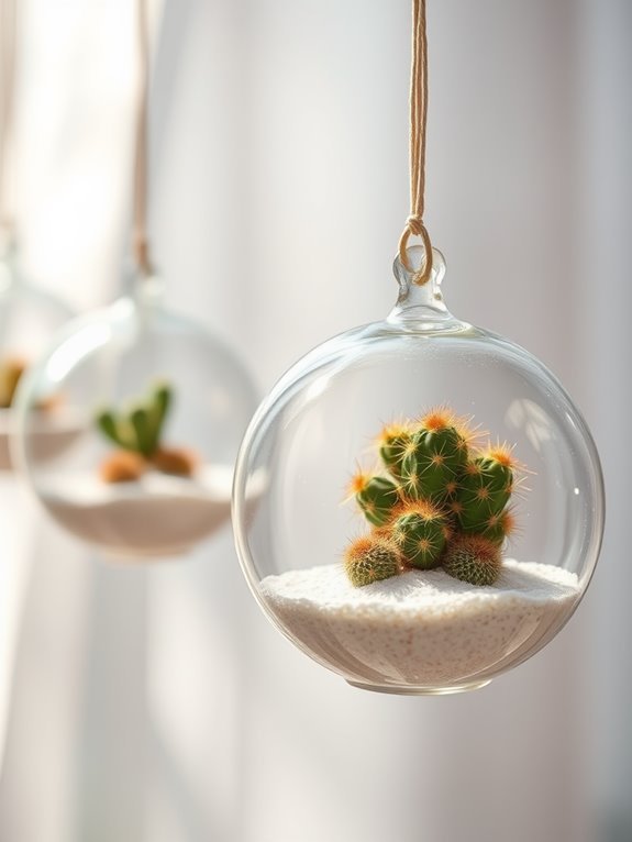 cacti in hanging terrarium