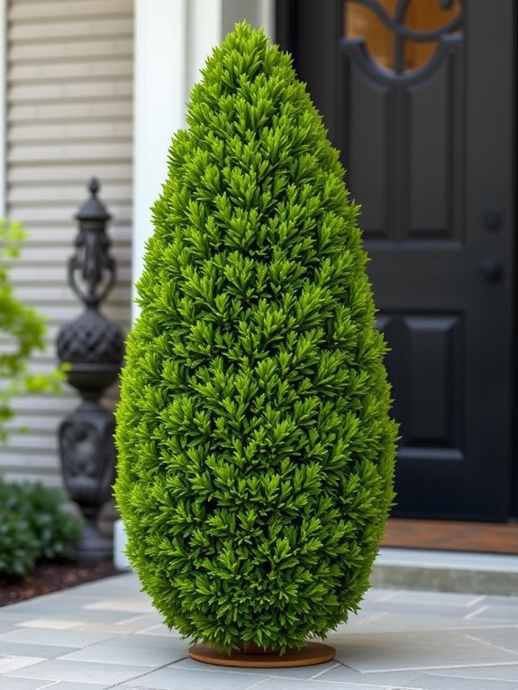 cedar cone shaped topiary plant