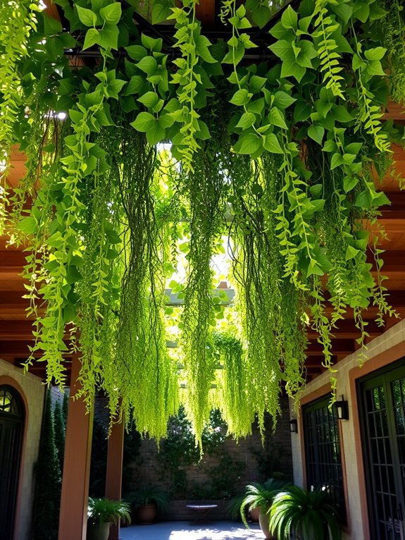 ceiling hung faux plants