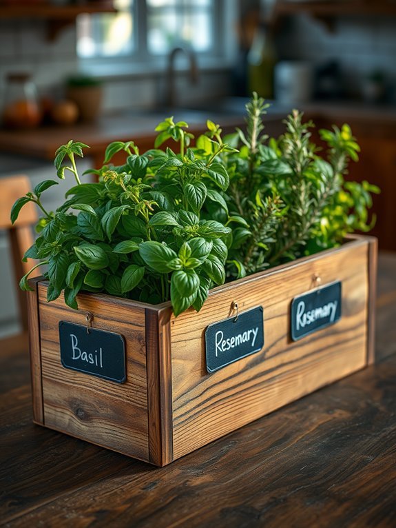 chalkboard labeled herb planter