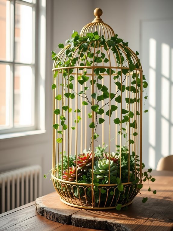 charming floral birdcage display