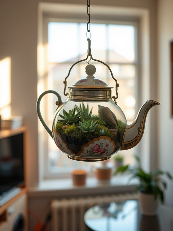 charming glass teapot garden