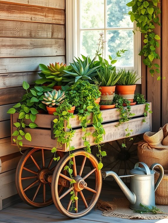 charming rustic plant display