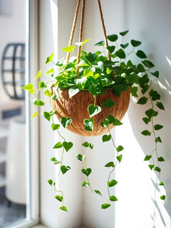 coconut shell hanging planter