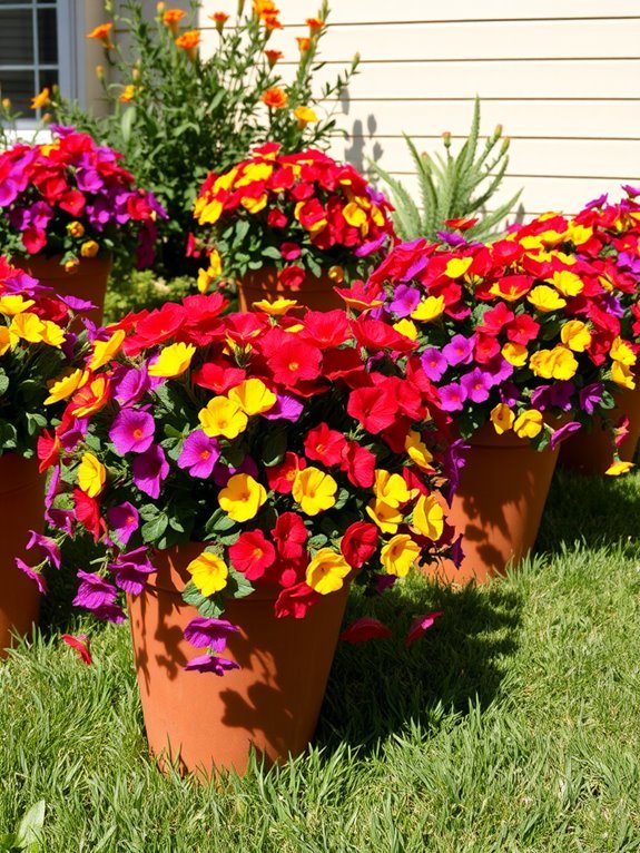 colorful artificial plant containers