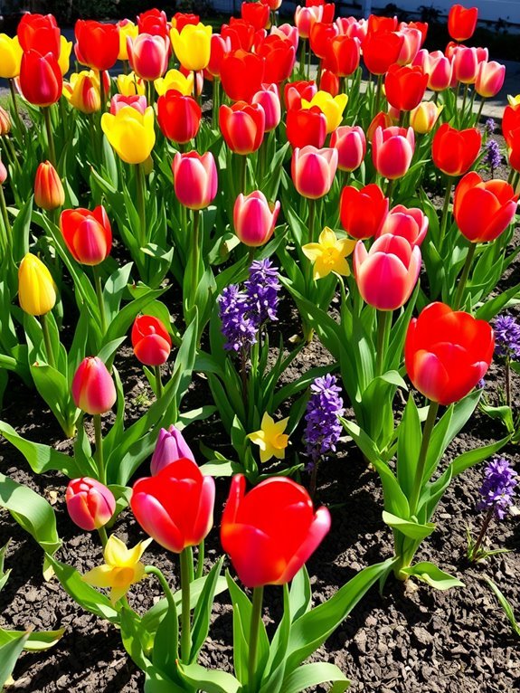 colorful blooming spring flowers