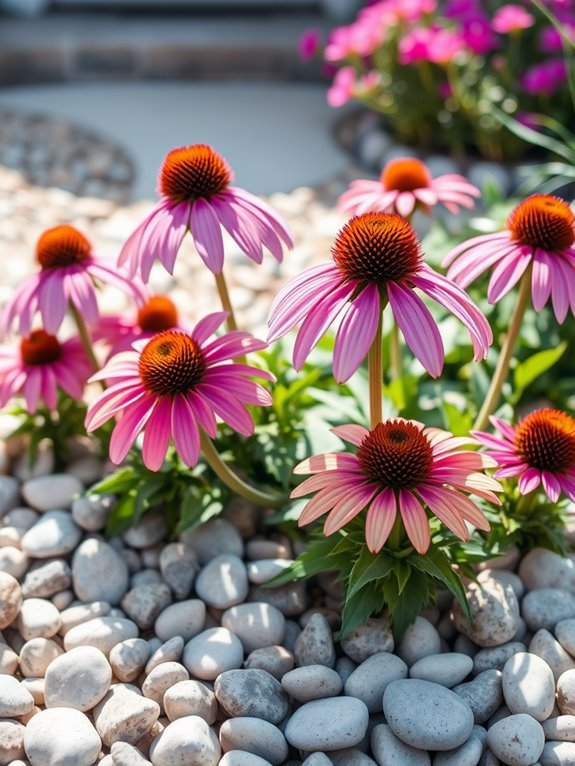 colorful blooms and stones