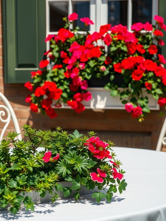 colorful blooms in window