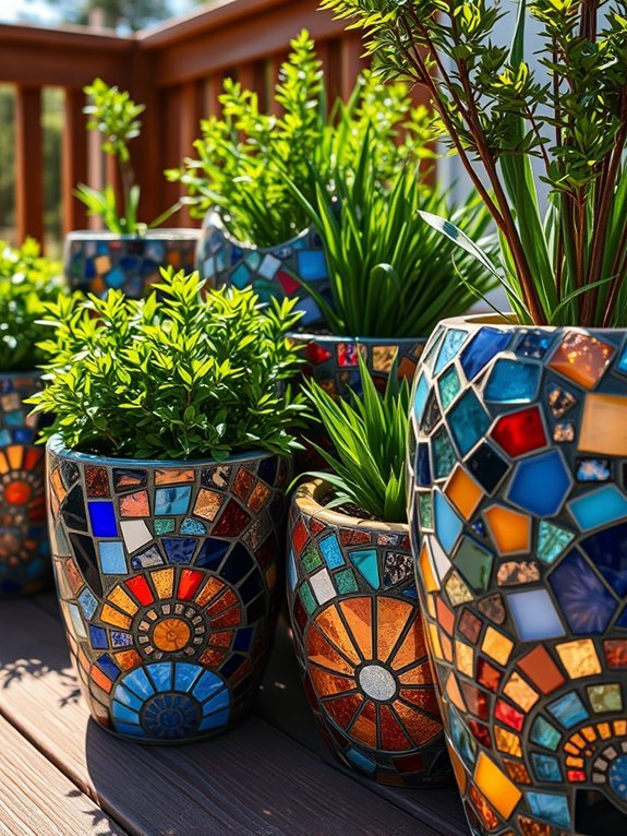 colorful decorative garden containers
