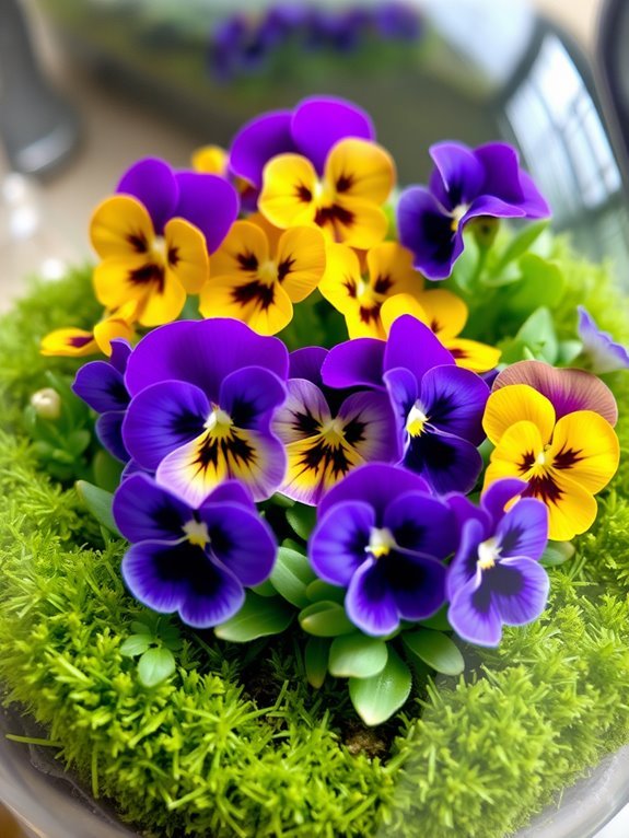 colorful delicate garden flowers