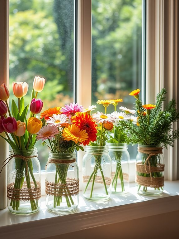 colorful floral arrangements displayed