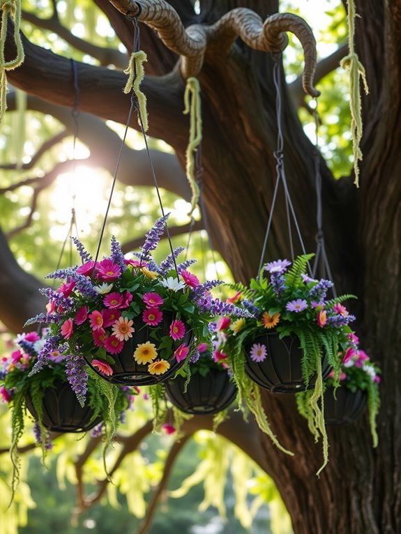 colorful floral display suspended