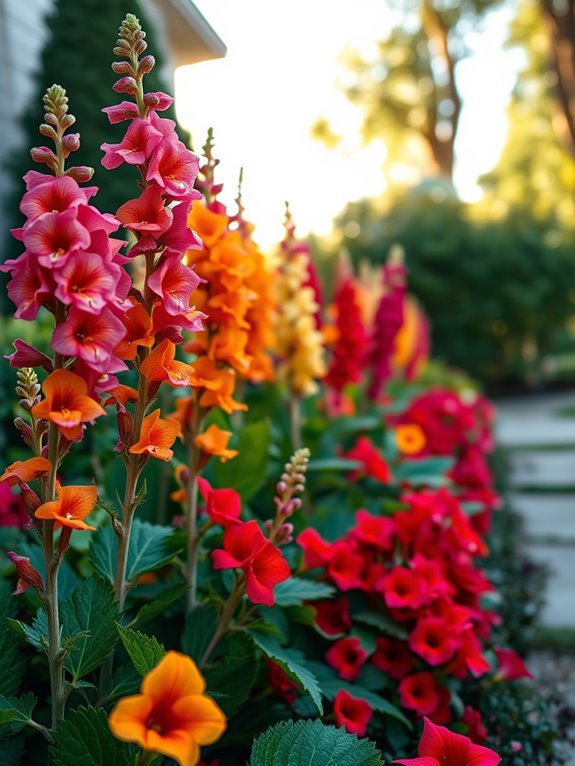 colorful garden flowers bloom