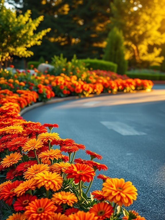 colorful garden flowers bloom