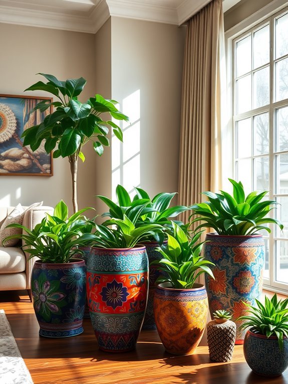 colorful geometric ceramic planter