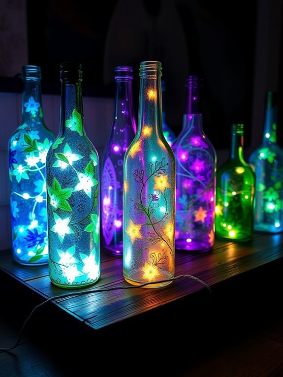 colorful illuminated bottle decor