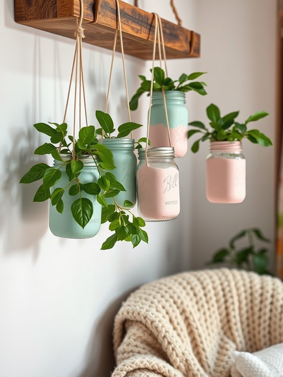 colorful jar plant holders