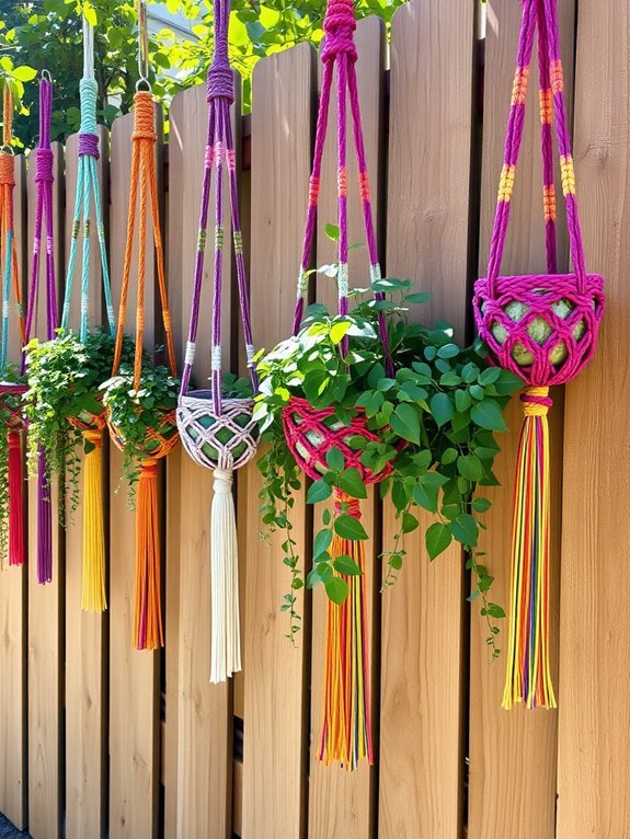 colorful macram plant hanger
