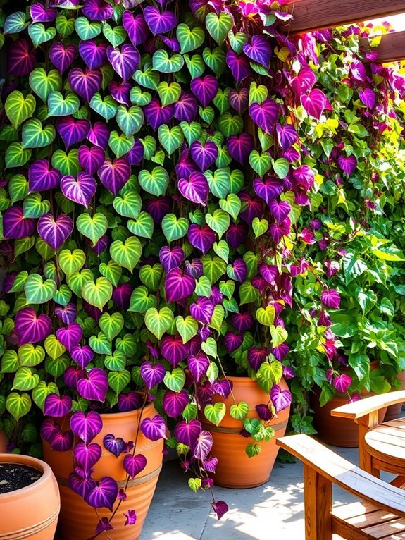 colorful sweet potato vines