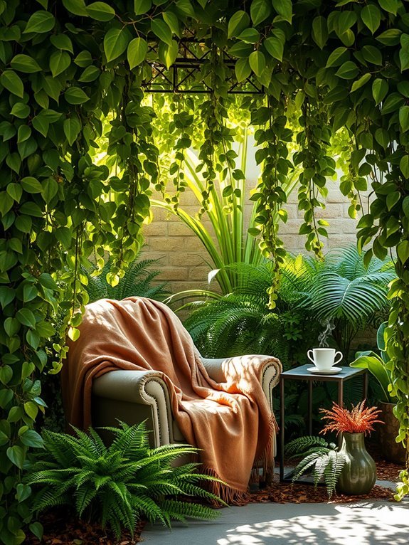 cozy nook with foliage