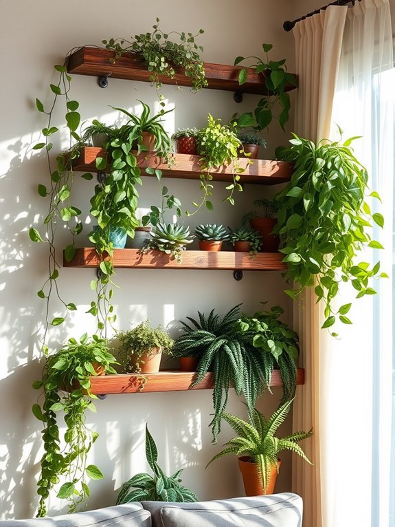 cozy rustic wooden shelves