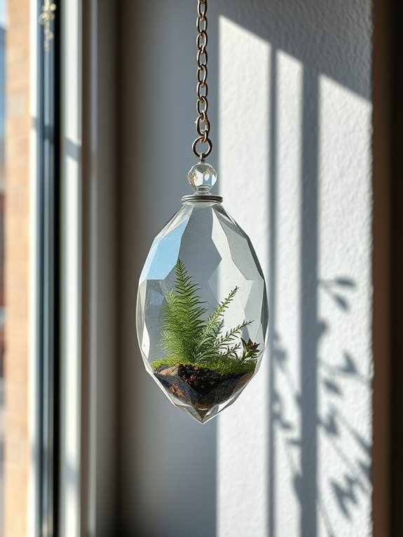 crystal hanging plant display