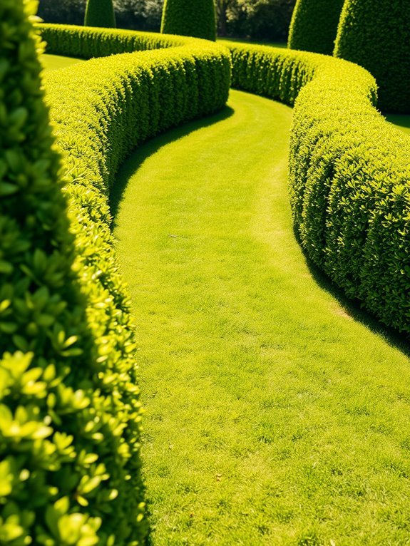 curved boxwood hedge design