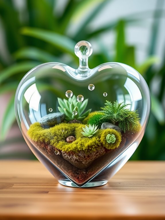 decorative heart terrarium display