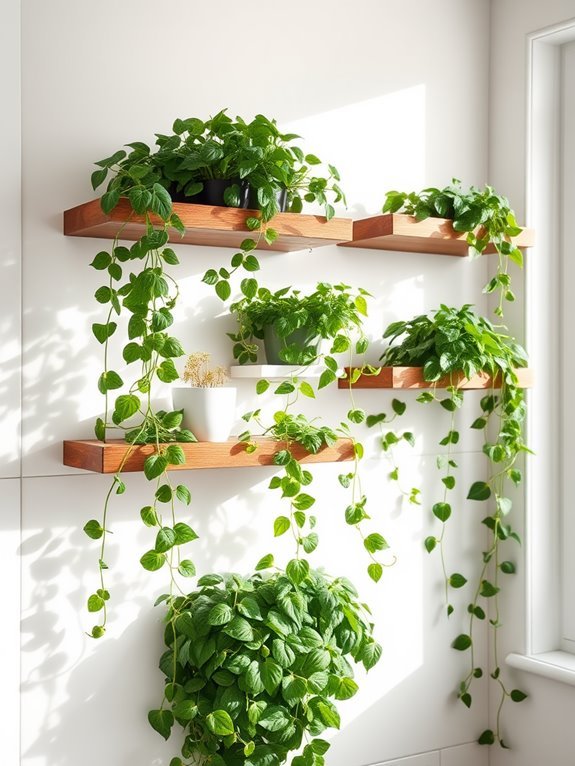 decorative plant display shelves