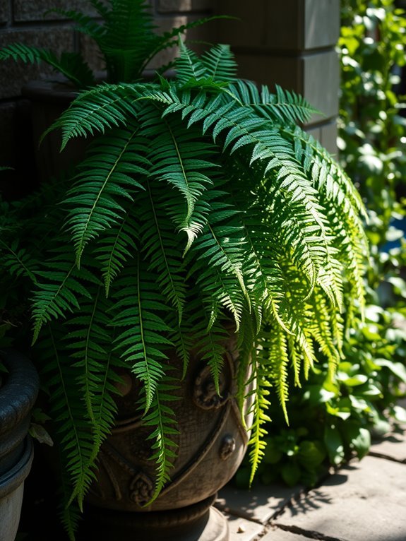 delicate green fronds grow