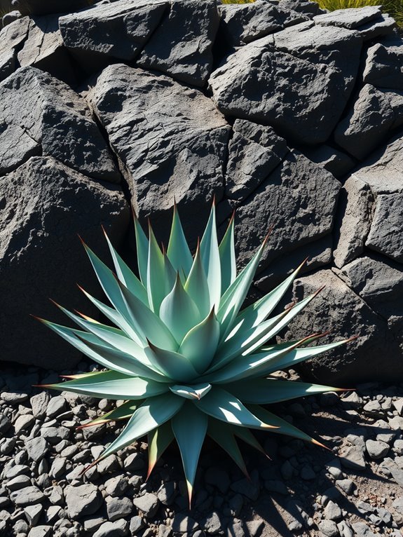 desert plant and stone