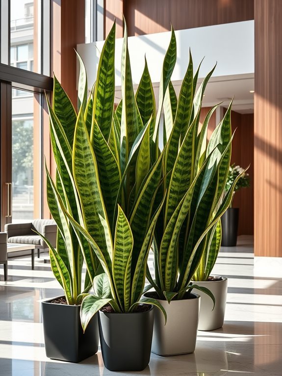 diverse artificial snake plants