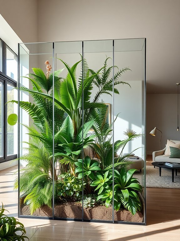 divided glass terrarium design