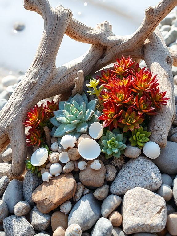 driftwood and shell decor