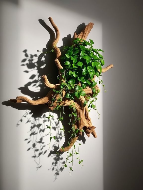 driftwood plant art display