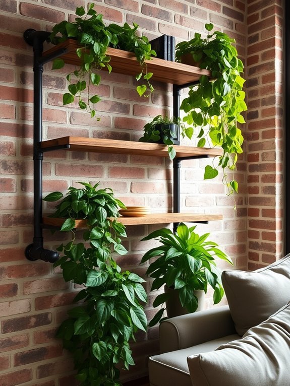 edgy industrial pipe shelving