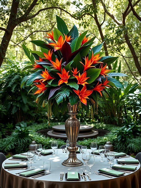 fake plants as centerpieces