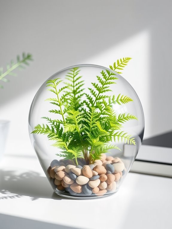 faux fern desktop terrarium